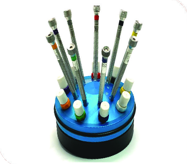 Nine Hole Screwdriver Stand with Screwdrivers