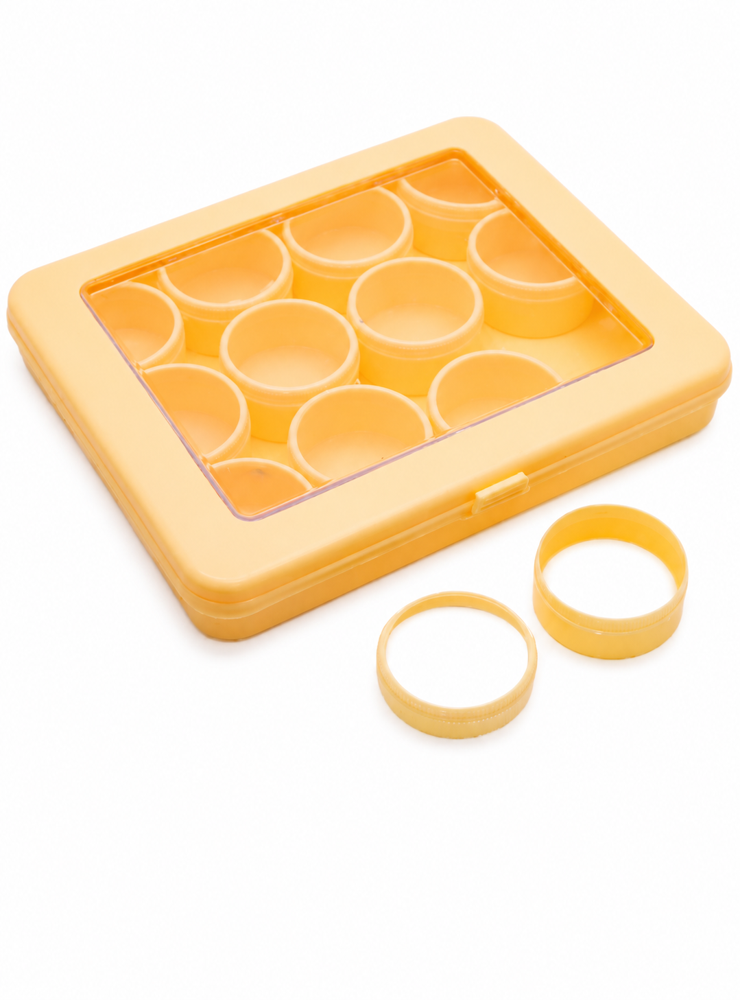Plastic Storage Box with 12 Round Containers and Window Lid